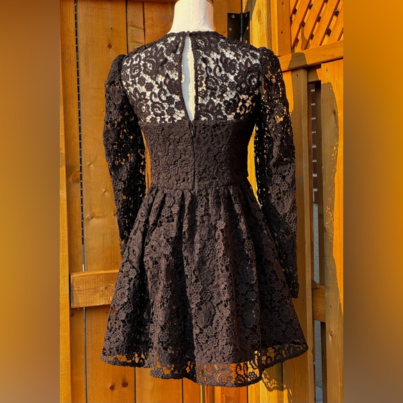 🆕 SELF-PORTRAIT 🧿 BNWOT Black Lace Tie-Neck Minidress, Sz US 2 / UK 6 - Picture 7 of 16